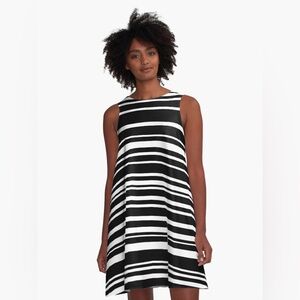 Spense size 8 black and white Monochrome Striped Dress